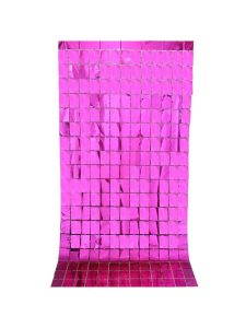 Cortina brillosa cuadros chica - Fucsia