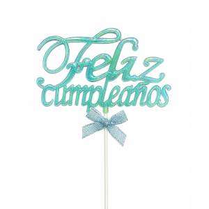 Topper Feliz Cumpleaños Verde Agua