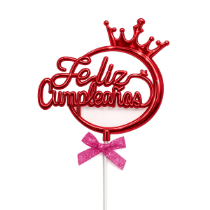 Topper Feliz Cumpleaños Rojo