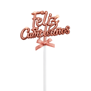 Topper Feliz Cumpleaños Rosa Oro